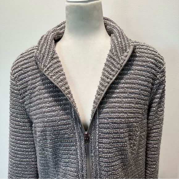 Erin London Pleated Grey Two Tone Collared Full Zip Up Jacket Women’s size XL - Picture 7 of 13